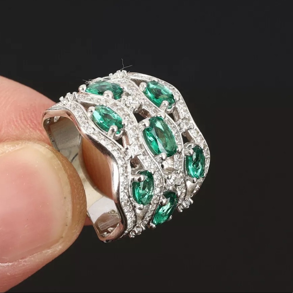 Modern Sultan Ottoman Topaz Emerald Ring